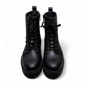 A New Day Women's Erin Combat Memory Foam Boots Black, Size 6.5, Like New
